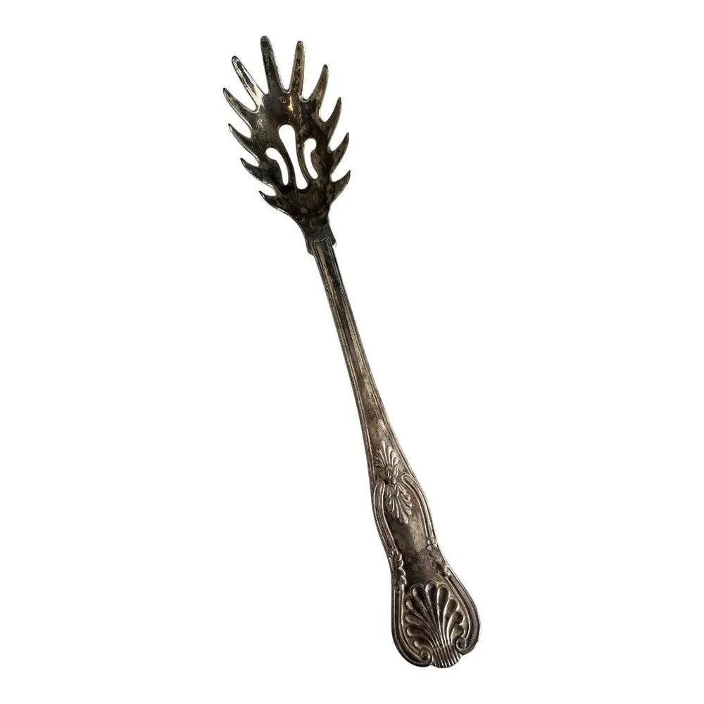 Vintage Sheffield Silverplate Spaghetti Fork – Made in Italy – Ornate Rococo Des